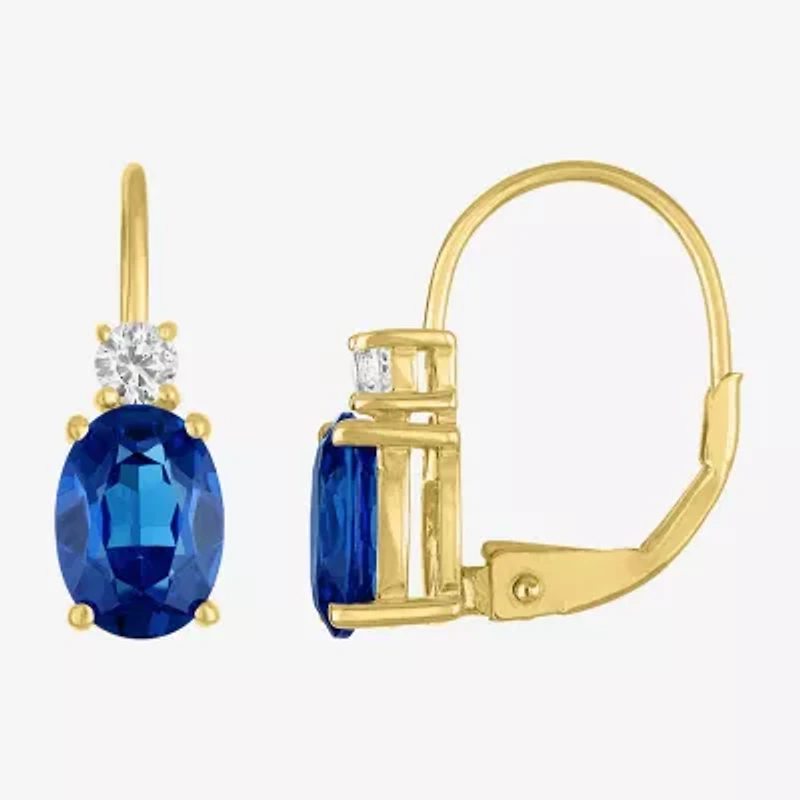 Gemstone 10K Gold Oval Drop Earrings