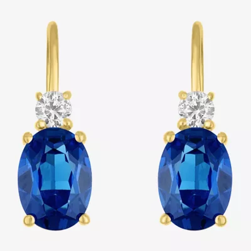 Gemstone 10K Gold Oval Drop Earrings