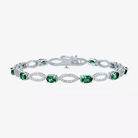 Gemstone Sterling Silver Oval Tennis Bracelet