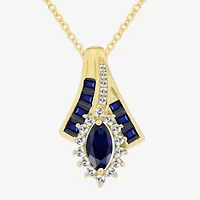 Lab-Created Gemstone 14K Gold Over Silver Marquise Pendant Necklace