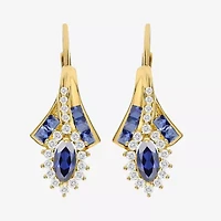 Lab Created Gemstone 14K Gold Over Silver Marquise Drop Earrings