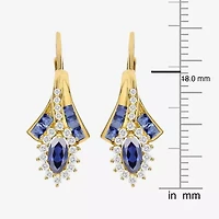 Lab Created Gemstone 14K Gold Over Silver Marquise Drop Earrings