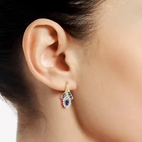 Lab Created Gemstone 14K Gold Over Silver Marquise Drop Earrings