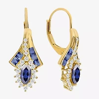 Lab Created Gemstone 14K Gold Over Silver Marquise Drop Earrings