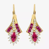 Lab Created Gemstone 14K Gold Over Silver Marquise Drop Earrings