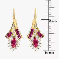Lab Created Gemstone 14K Gold Over Silver Marquise Drop Earrings