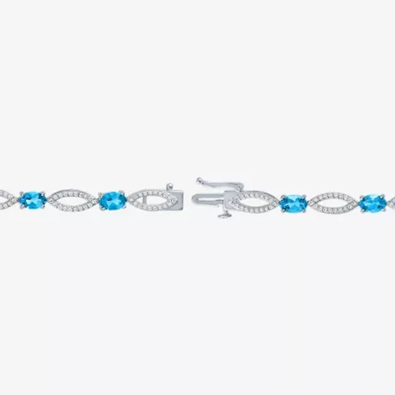 Gemstone Sterling Silver Oval Tennis Bracelet