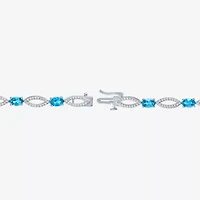 Gemstone Sterling Silver Oval Tennis Bracelet