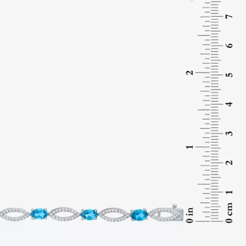 Gemstone Sterling Silver Oval Tennis Bracelet