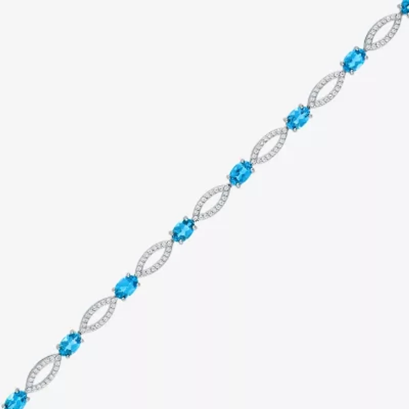 Gemstone Sterling Silver Oval Tennis Bracelet