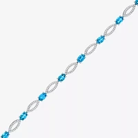 Gemstone Sterling Silver Oval Tennis Bracelet