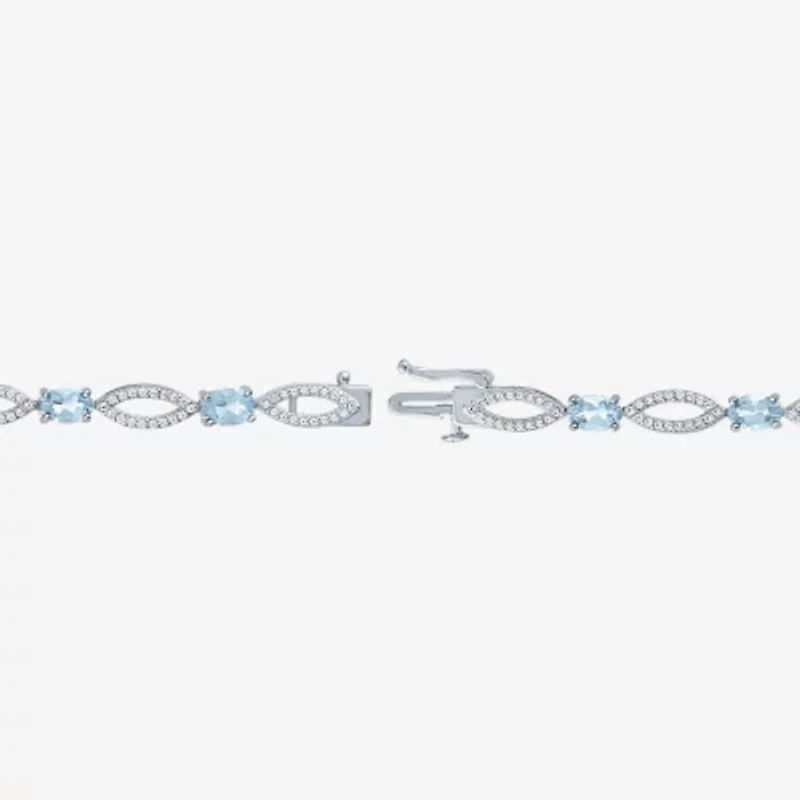 Gemstone Sterling Silver Oval Tennis Bracelet