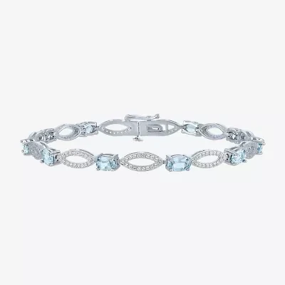Gemstone Sterling Silver Oval Tennis Bracelet