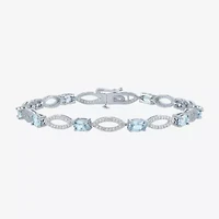 Gemstone Sterling Silver Oval Tennis Bracelet