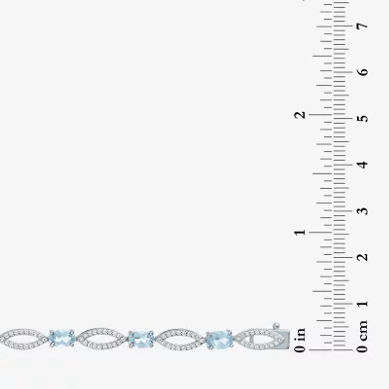 Gemstone Sterling Silver Oval Tennis Bracelet