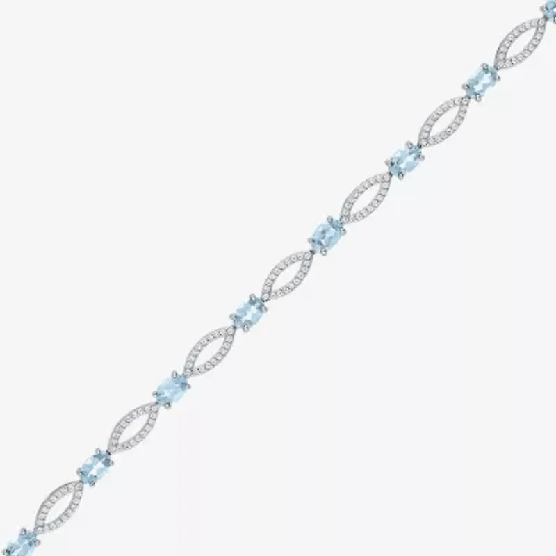Gemstone Sterling Silver Oval Tennis Bracelet