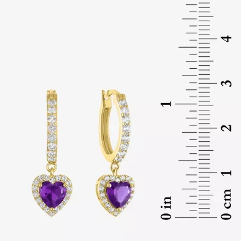 Gemstone 14K Gold Over Silver Heart Drop Earrings