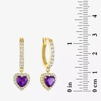 Gemstone 14K Gold Over Silver Heart Drop Earrings
