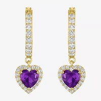 Gemstone 14K Gold Over Silver Heart Drop Earrings