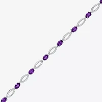 Gemstone Sterling Silver Oval Tennis Bracelet
