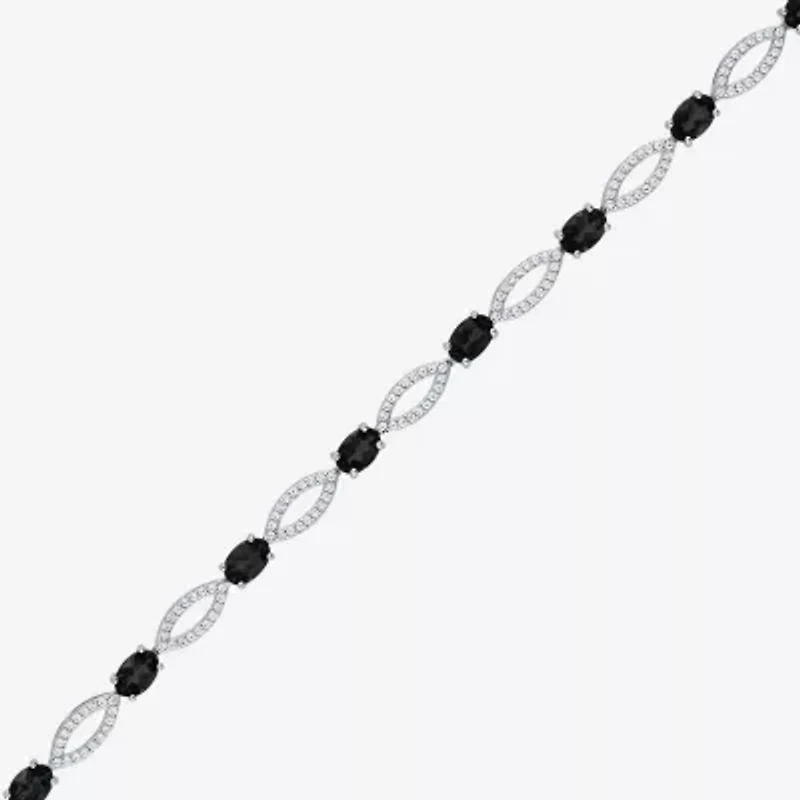 Gemstone Sterling Silver Oval Tennis Bracelet