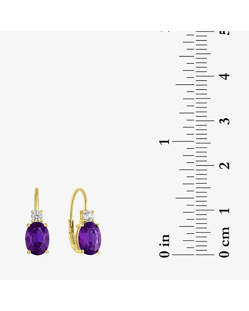 Gemstone 10K Gold Oval Drop Earrings