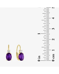 Gemstone 10K Gold Oval Drop Earrings