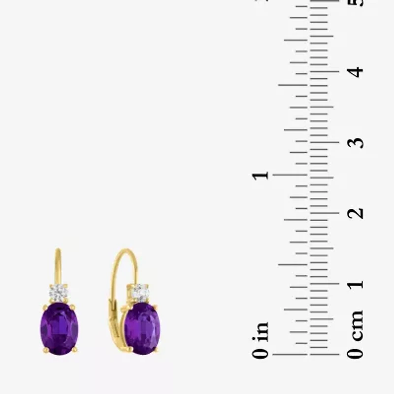 Gemstone 10K Gold Oval Drop Earrings
