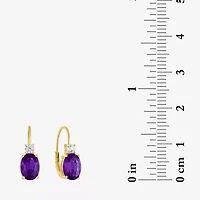 Gemstone 10K Gold Oval Drop Earrings