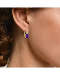 Gemstone 10K Gold Oval Drop Earrings