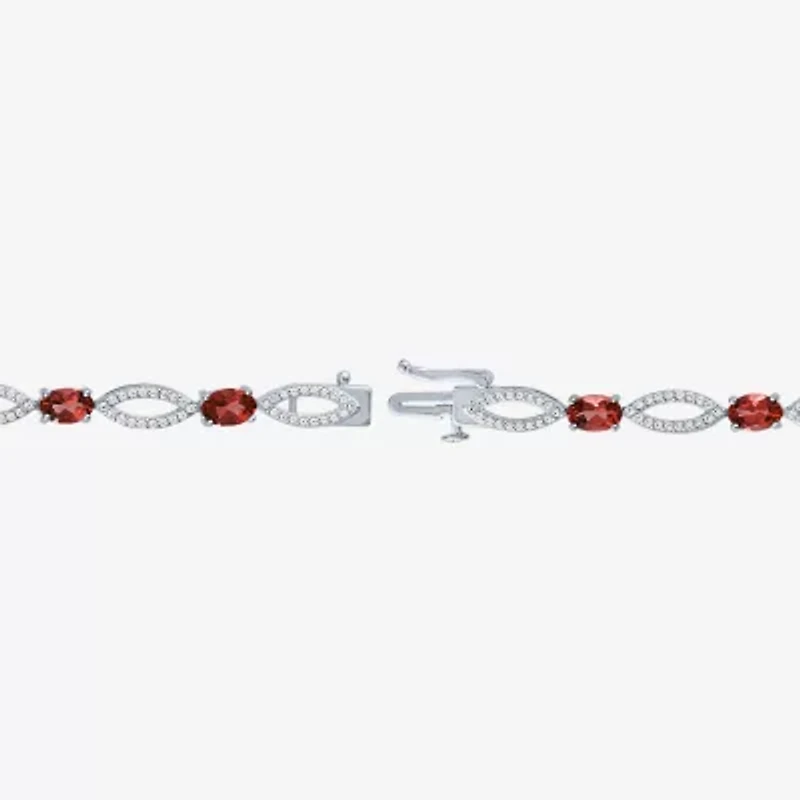 Gemstone Sterling Silver Oval Tennis Bracelet