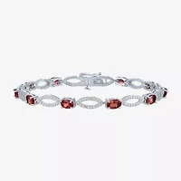 Gemstone Sterling Silver Oval Tennis Bracelet