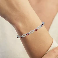 Gemstone Sterling Silver Oval Tennis Bracelet