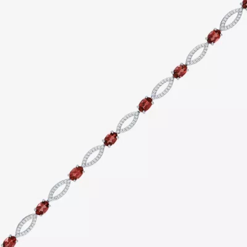 Gemstone Sterling Silver Oval Tennis Bracelet