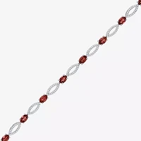 Gemstone Sterling Silver Oval Tennis Bracelet