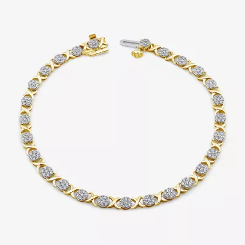Diamond Blossom (G / Si2) Womens 1 CT. T.W. Lab Grown White Diamond 10K Gold 7 Inch Tennis Bracelet