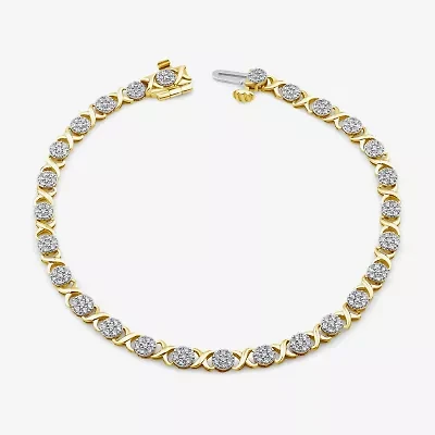 Diamond Blossom (G / Si2) Womens 1 CT. T.W. Lab Grown White Diamond 10K Gold 7 Inch Tennis Bracelet
