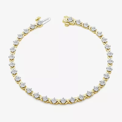 (I1/ I) Womens 1 CT. T.W. Lab Grown White Diamond 10K Gold 7.25 Inch Tennis Bracelet