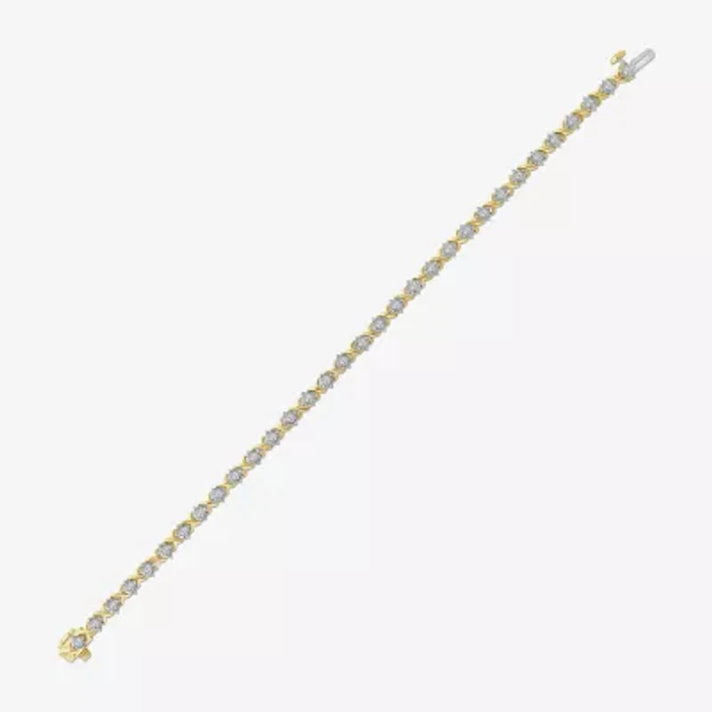 (I1/ I) Womens 1 CT. T.W. Lab Grown White Diamond 10K Gold 7.25 Inch Tennis Bracelet