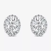 (H / Si2) 1 1/2 CT. T.W. Lab Grown White Diamond 10K Gold 8.6mm Oval Stud Earrings