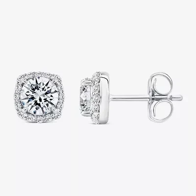 (H / Si2) 1 5/8 CT. T.W. Lab Grown White Diamond 10K Gold Cushion Stud Earrings