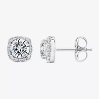 (H / Si2) 1 5/8 CT. T.W. Lab Grown White Diamond 10K Gold Cushion Stud Earrings