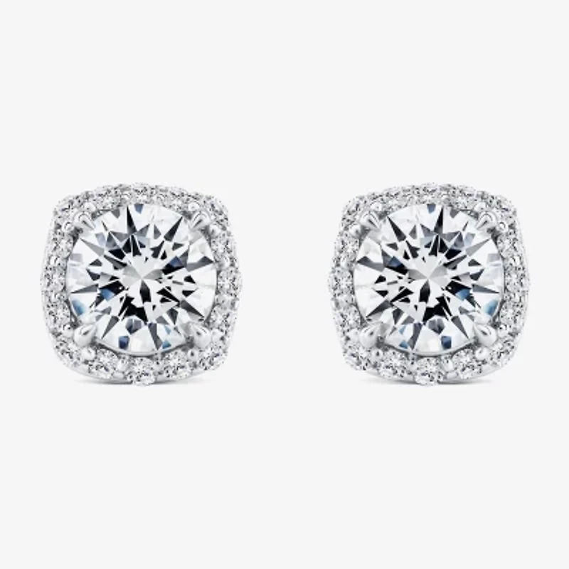 (H / Si2) 1 5/8 CT. T.W. Lab Grown White Diamond 10K Gold Cushion Stud Earrings