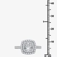 Signature By Modern Bride (H-I / I1) Womens 1 1/2 CT. T.W. Lab Grown White Diamond 10K Gold Cushion Side Stone Halo Engagement Ring