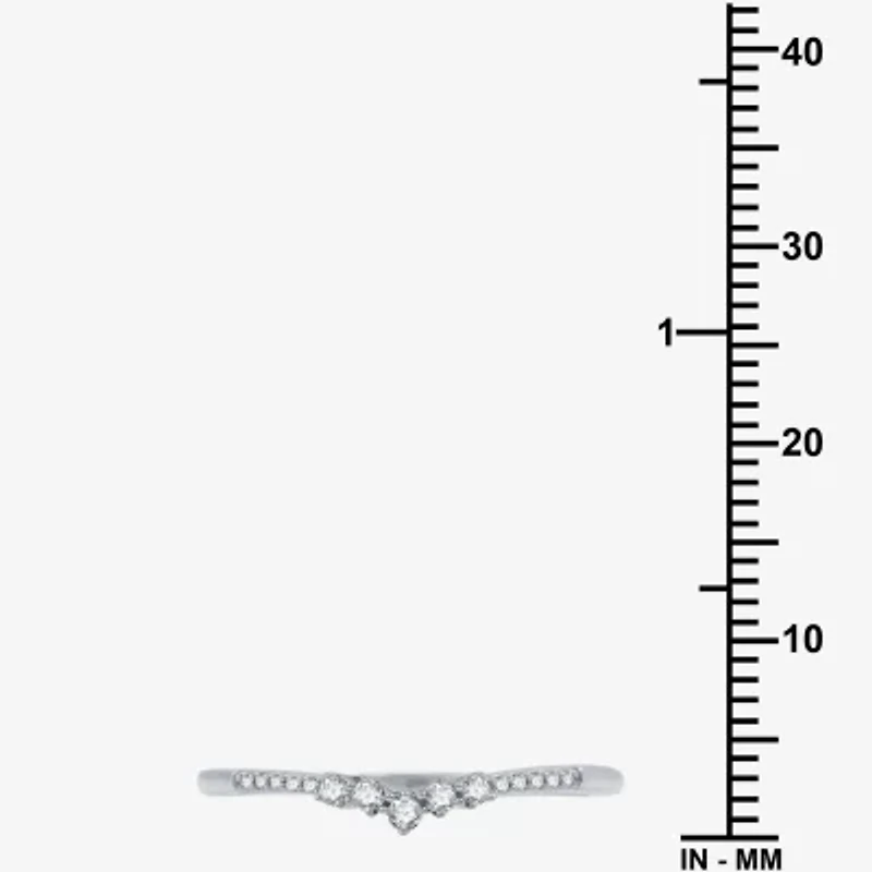 I Said Yes (H-I / I1) 1/10 CT. T.W. Lab Grown White Diamond Sterling Silver or 14K Gold Over Curved Chevron Wedding Band