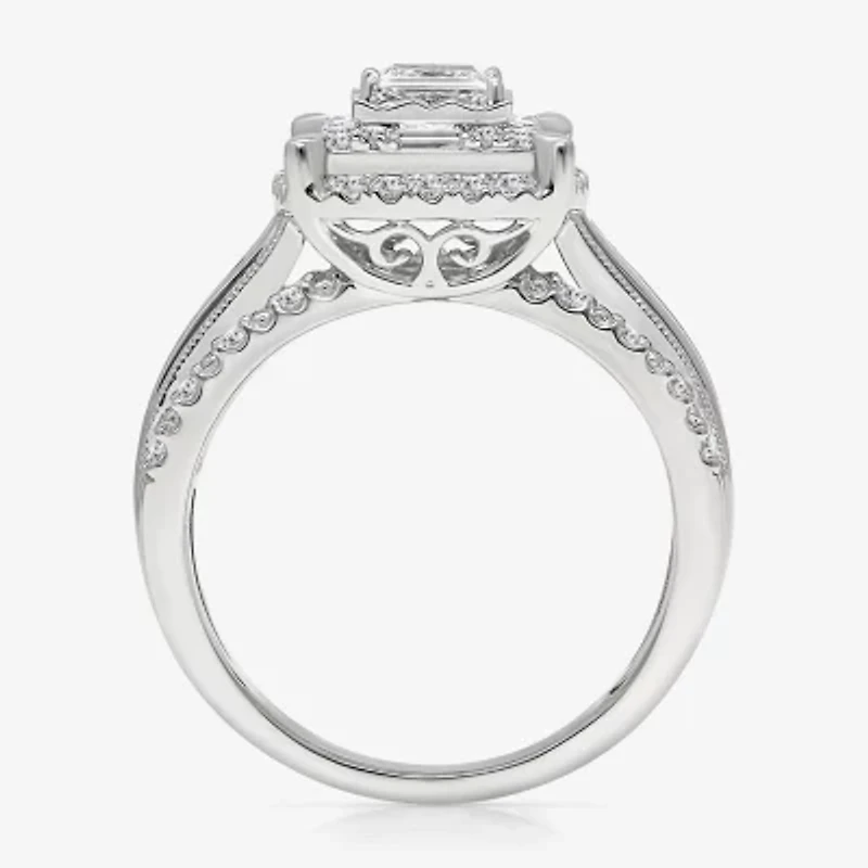 (I / I1) Womens 1 CT. T.W. Lab Grown White Diamond 10K Gold Side Stone Engagement Ring