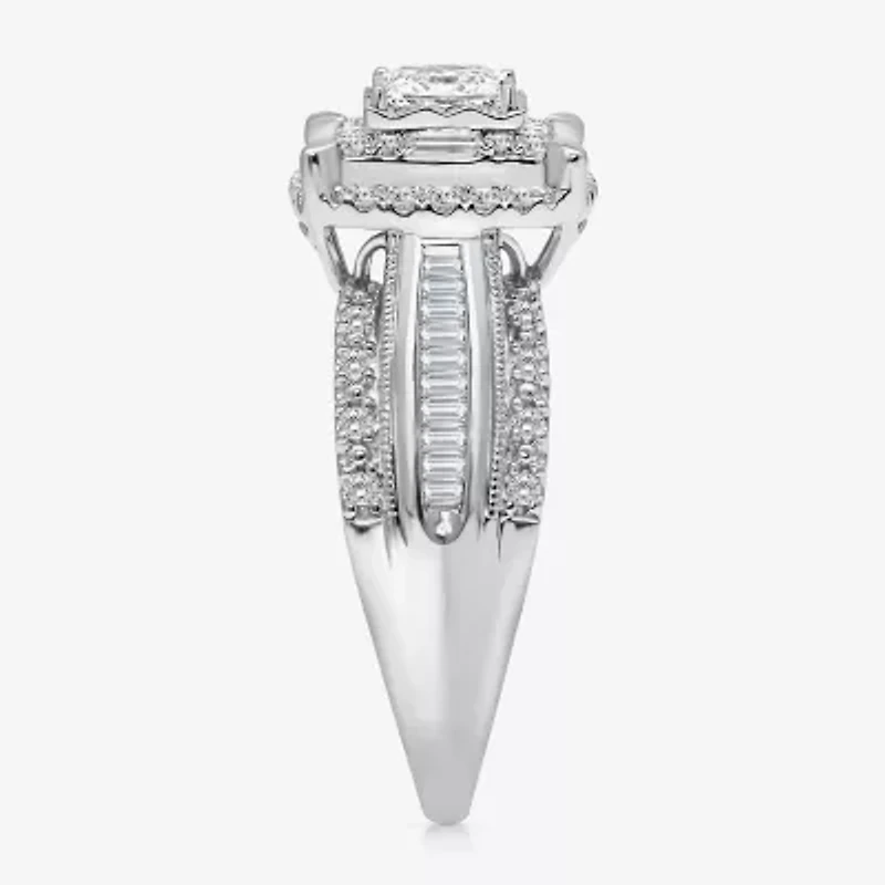 (I / I1) Womens 1 CT. T.W. Lab Grown White Diamond 10K Gold Side Stone Engagement Ring