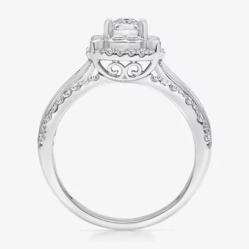 (I / I1) Womens 1 CT. T.W. Lab Grown White Diamond 10K Gold Side Stone Engagement Ring