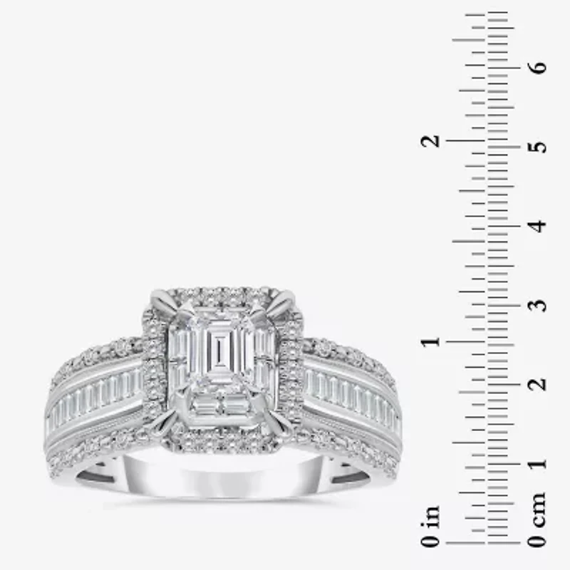 (I / I1) Womens 1 CT. T.W. Lab Grown White Diamond 10K Gold Side Stone Engagement Ring