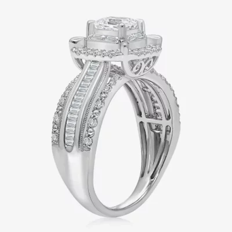 (I / I1) Womens 1 CT. T.W. Lab Grown White Diamond 10K Gold Side Stone Engagement Ring